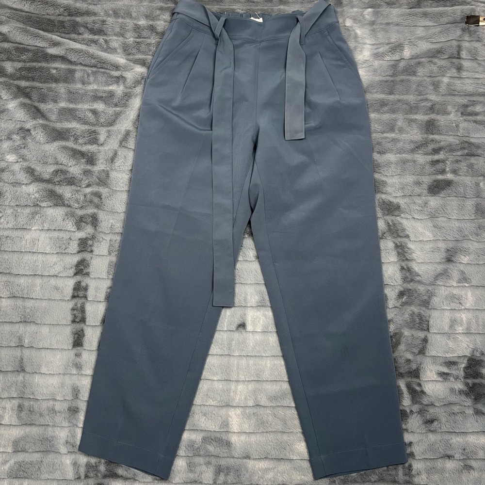 LOFT Outlet Slate Blue Pleated Tie Waist Tapered Trousers Size S High Rise Pants